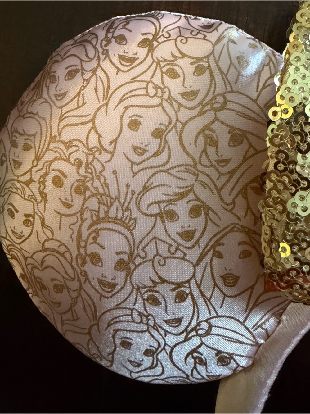 Disney Princess Pink Mouse Ear Headband with Gold Sequin Bow - Picture 4 of 5
